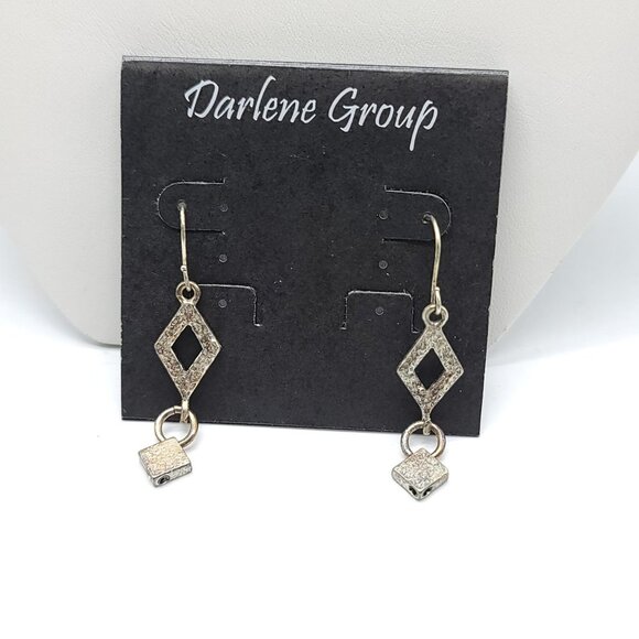 Darlene Group Hammered Silver Diamond Dangle Earrings - Picture 1 of 4